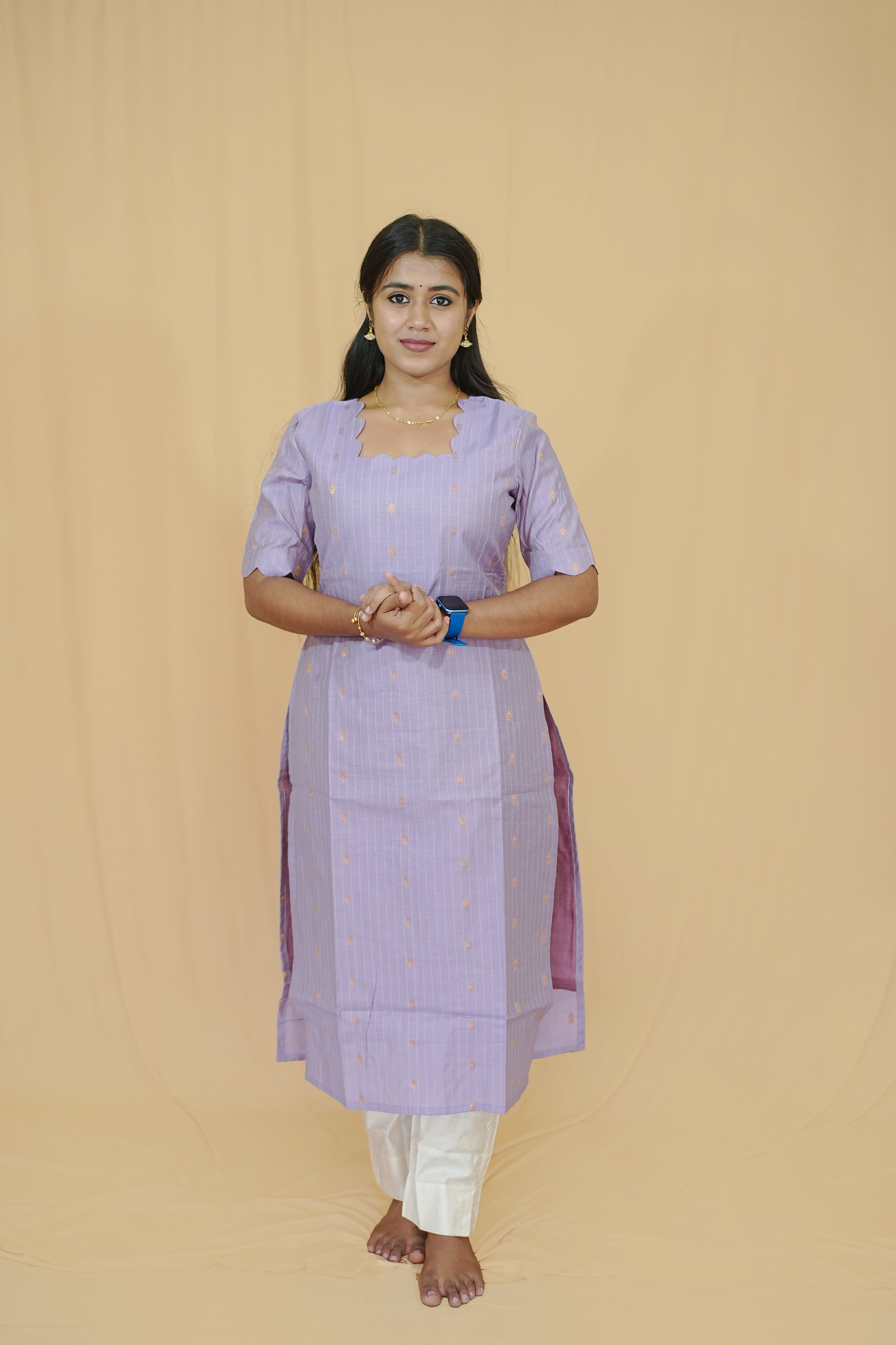 Amethyst Aura Tussar Silk Co-ord – Striped Kurti & Pants