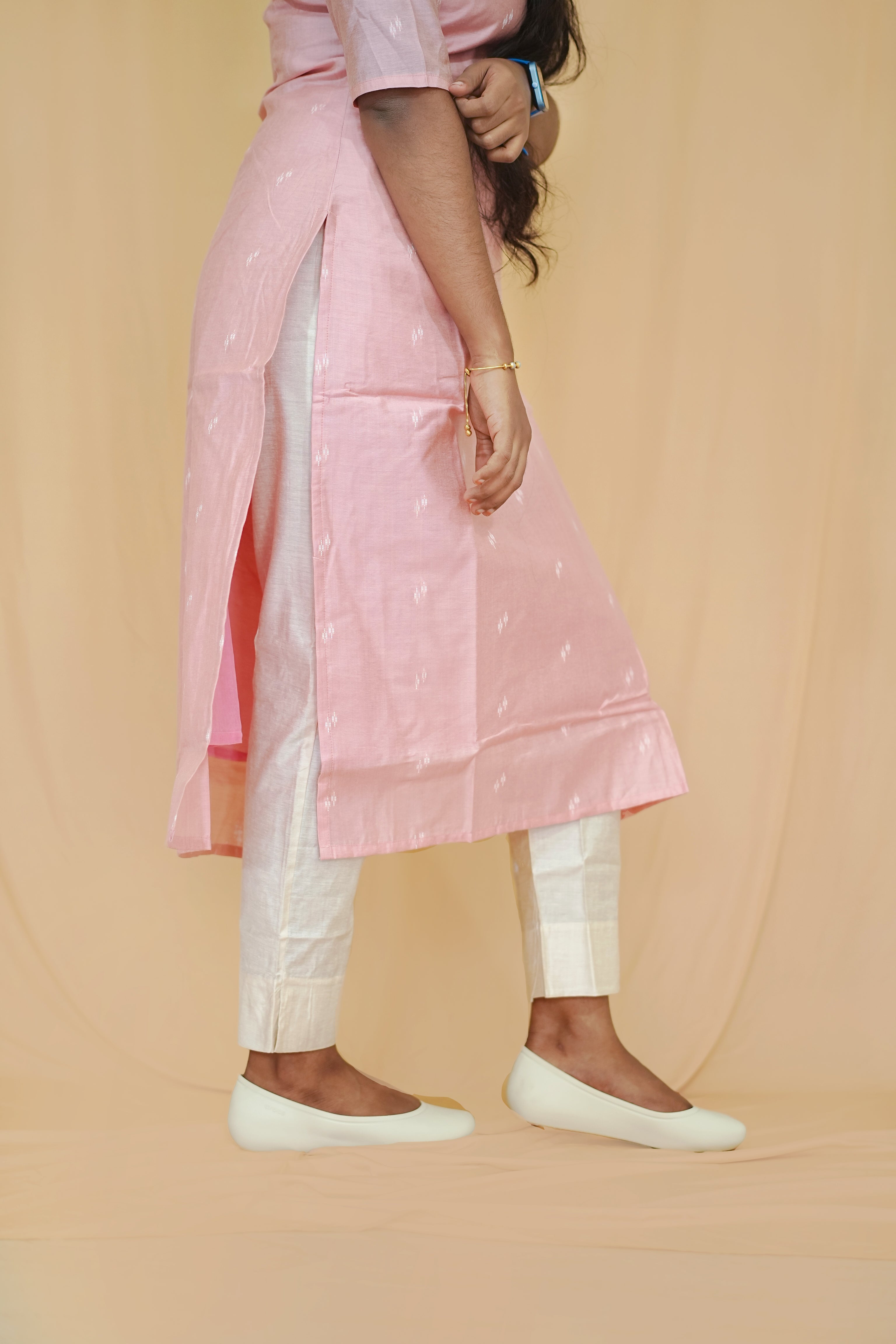 Roseate Radiance Tussar Silk Co-ord – Kurti & Straight Pants