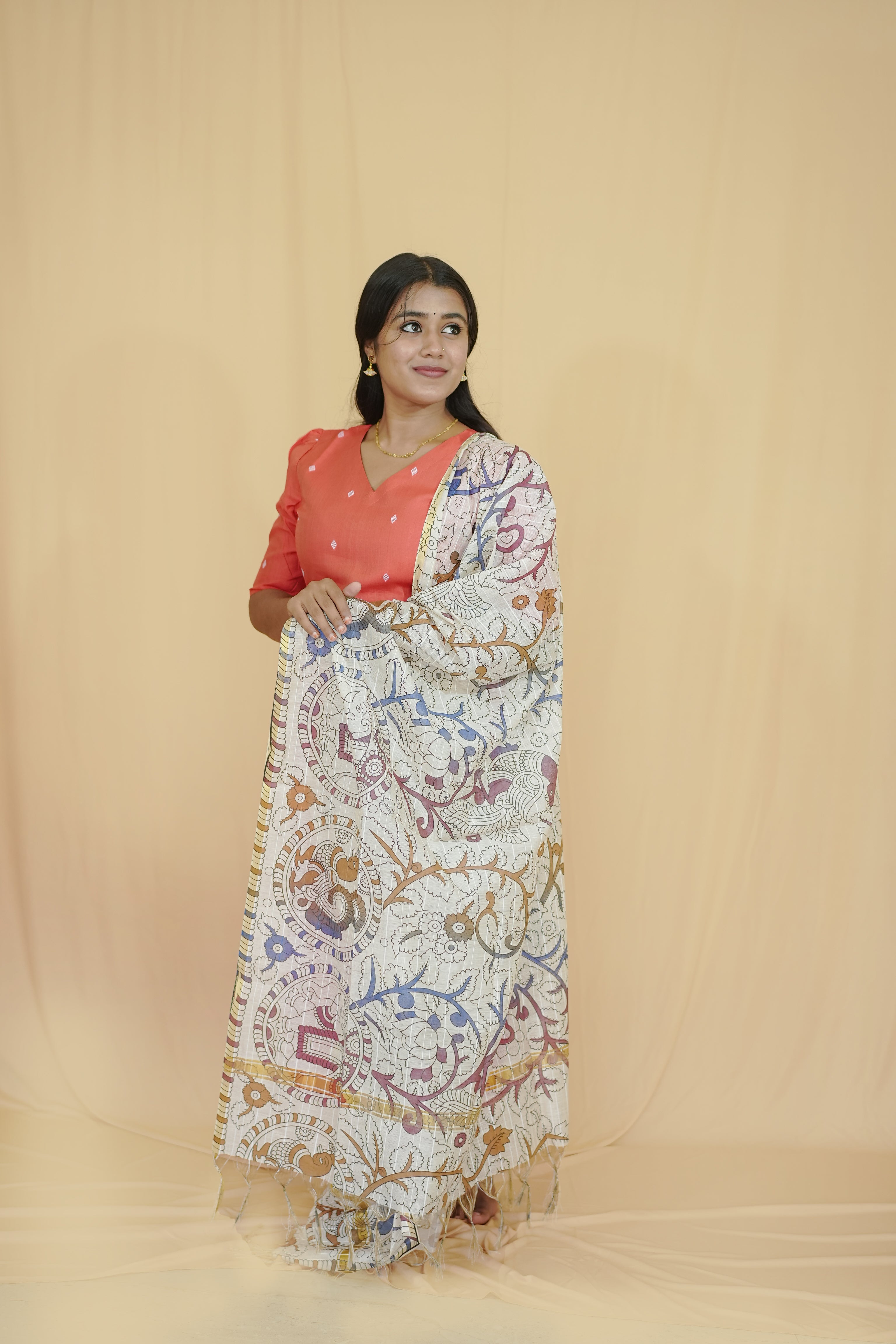 Nidios Signature Multi-Color Tussar Silk Dupatta – Creative Print Edition