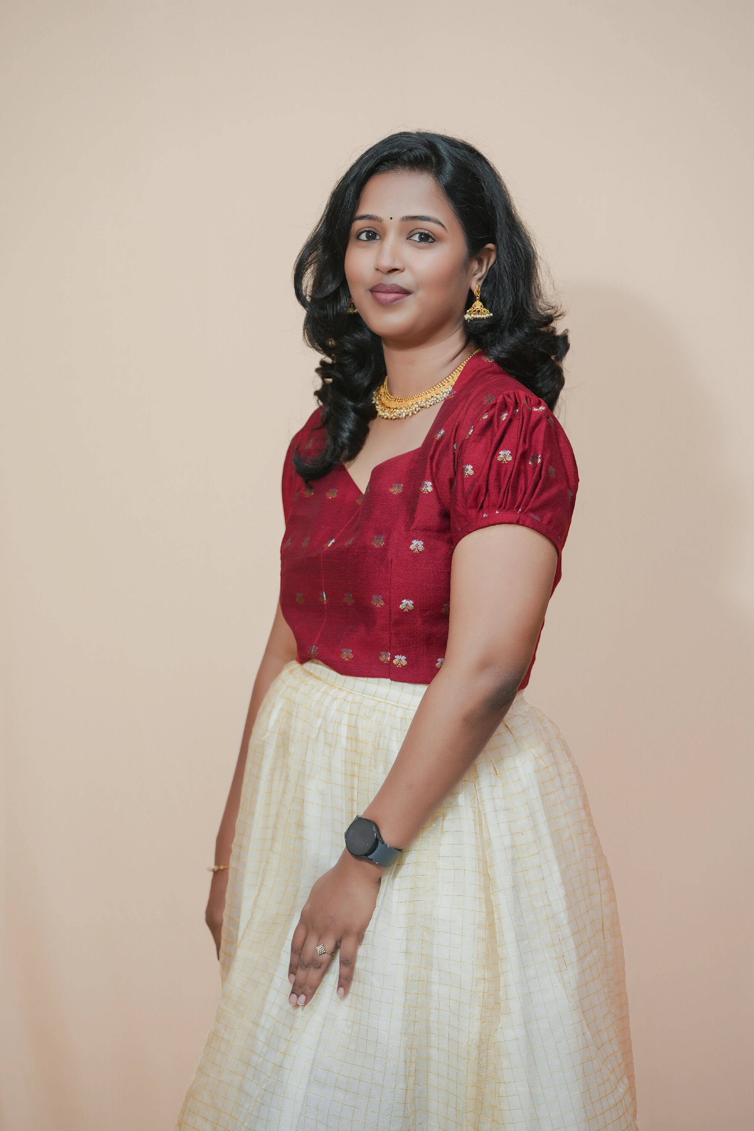 Golden Elegance Organza Skirt & Top Set