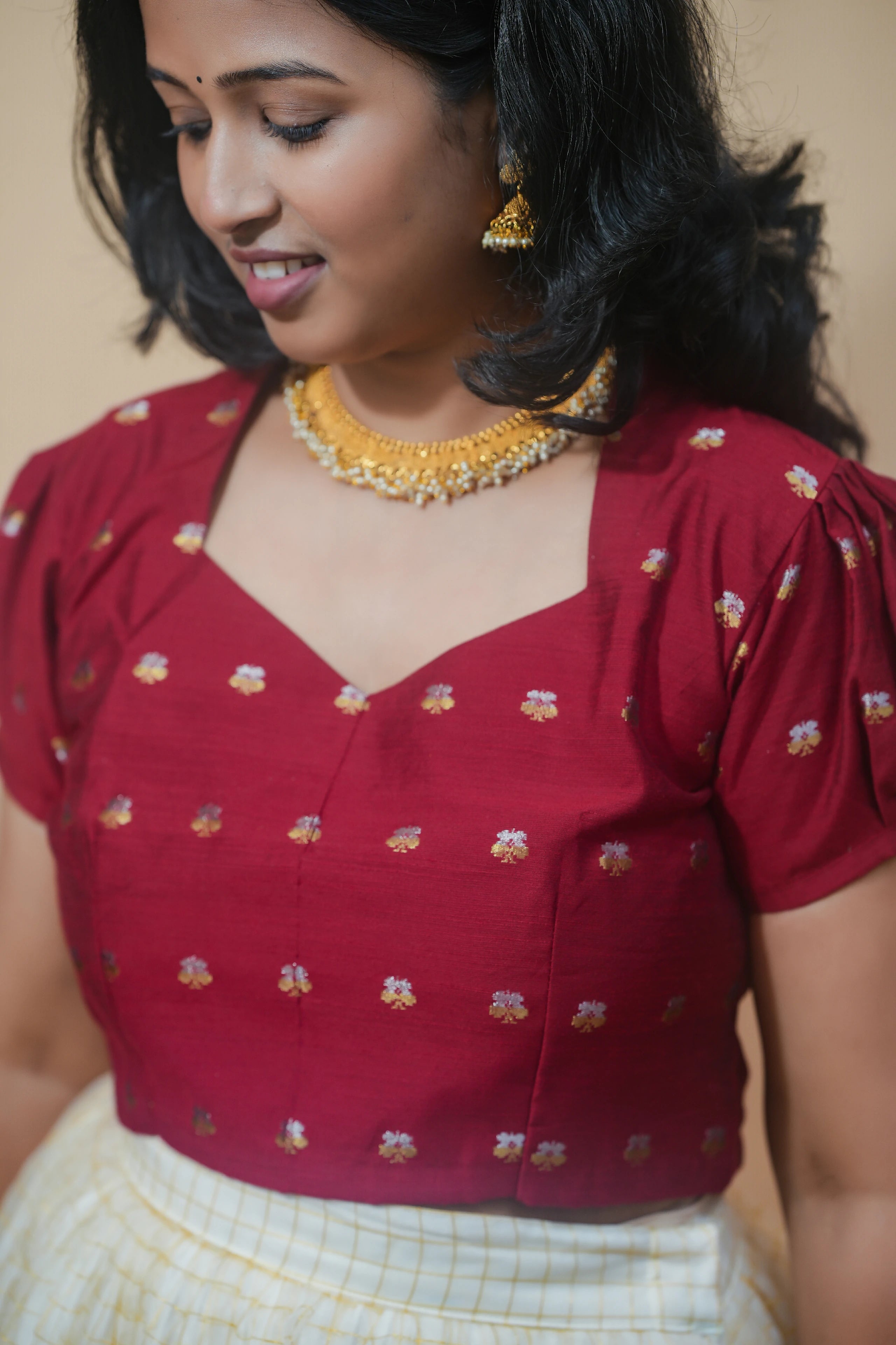 Golden Elegance Organza Skirt & Top Set