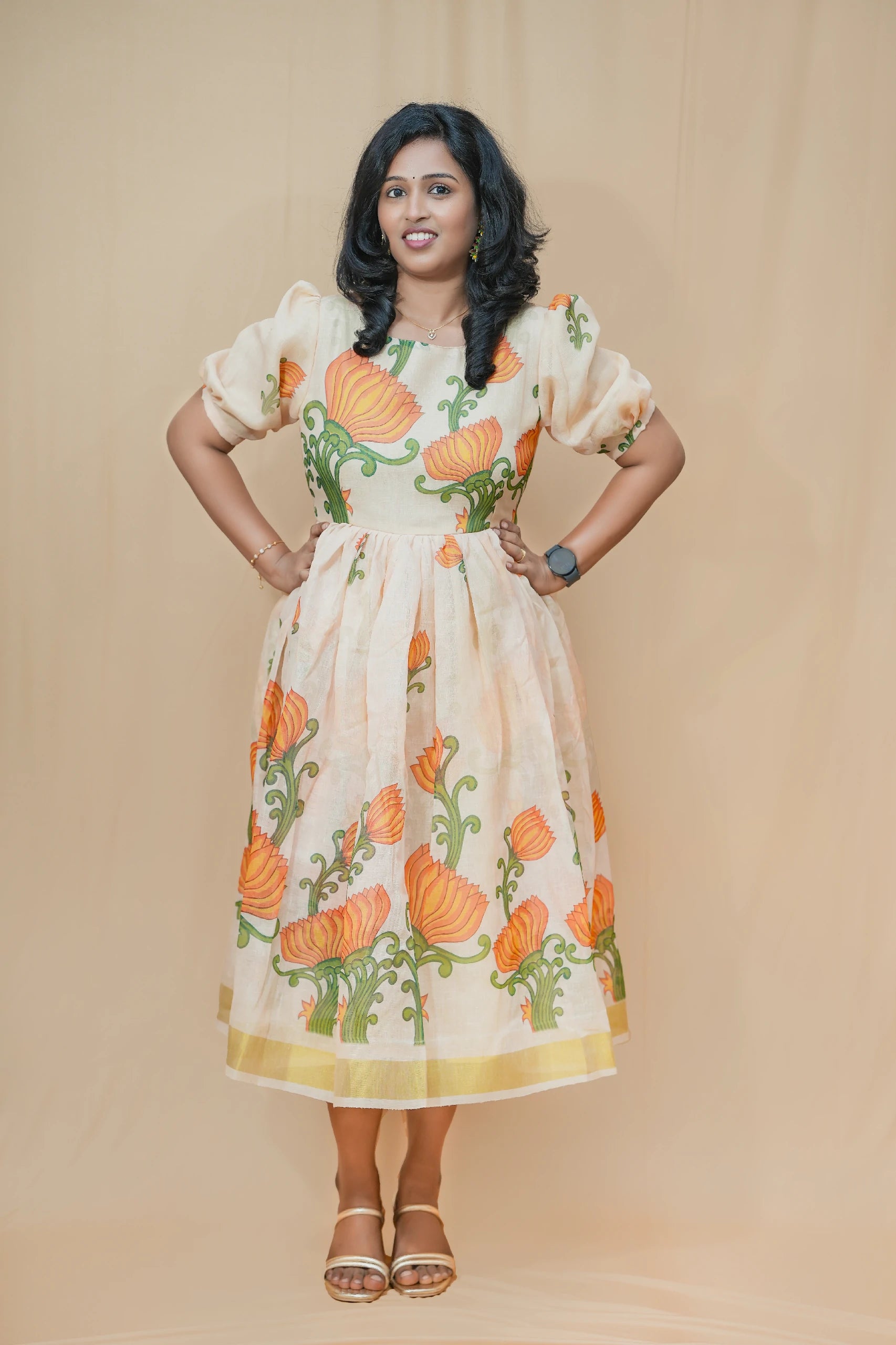 Harvest Bloom Linen Maxi Dress