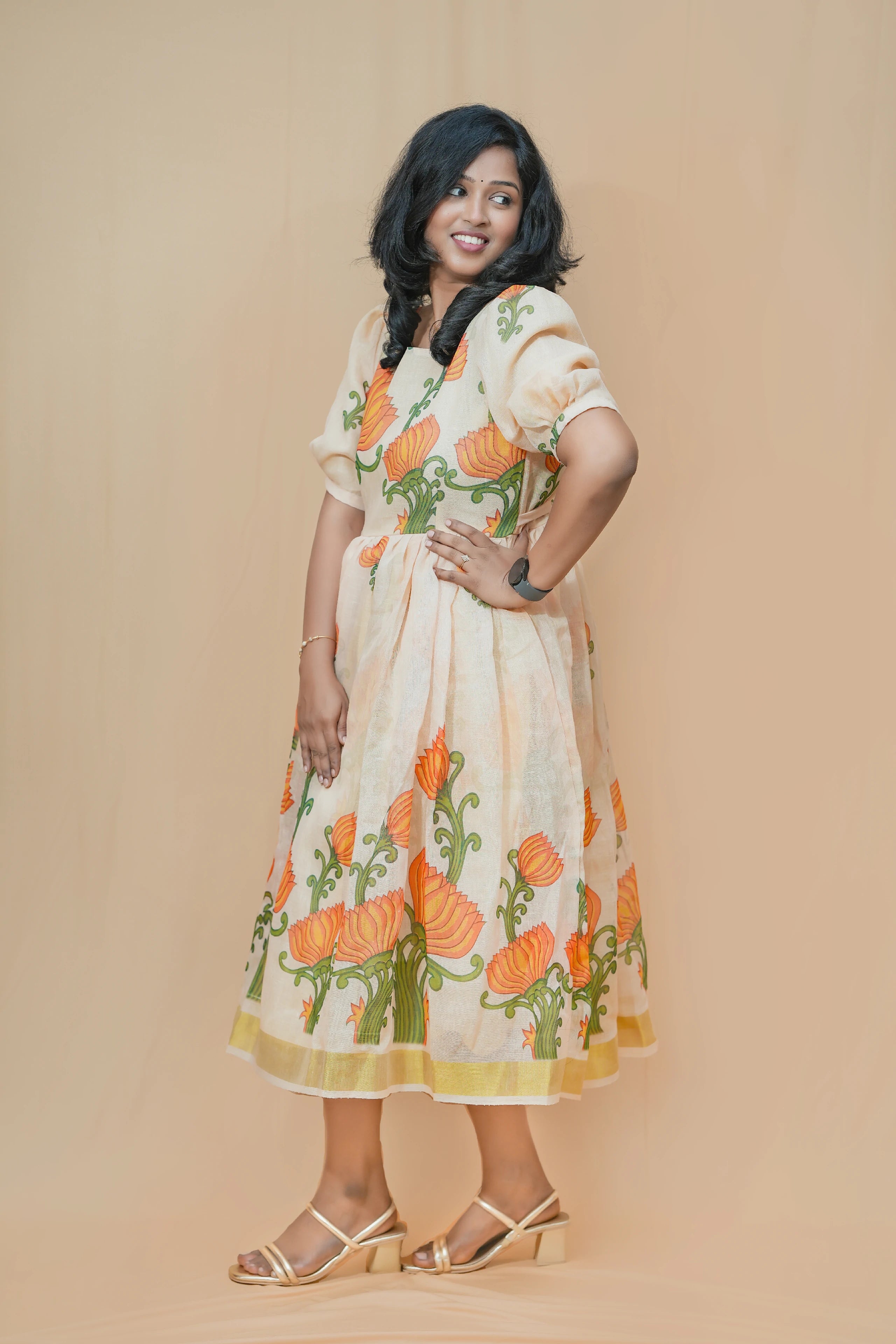 Harvest Bloom Linen Maxi Dress