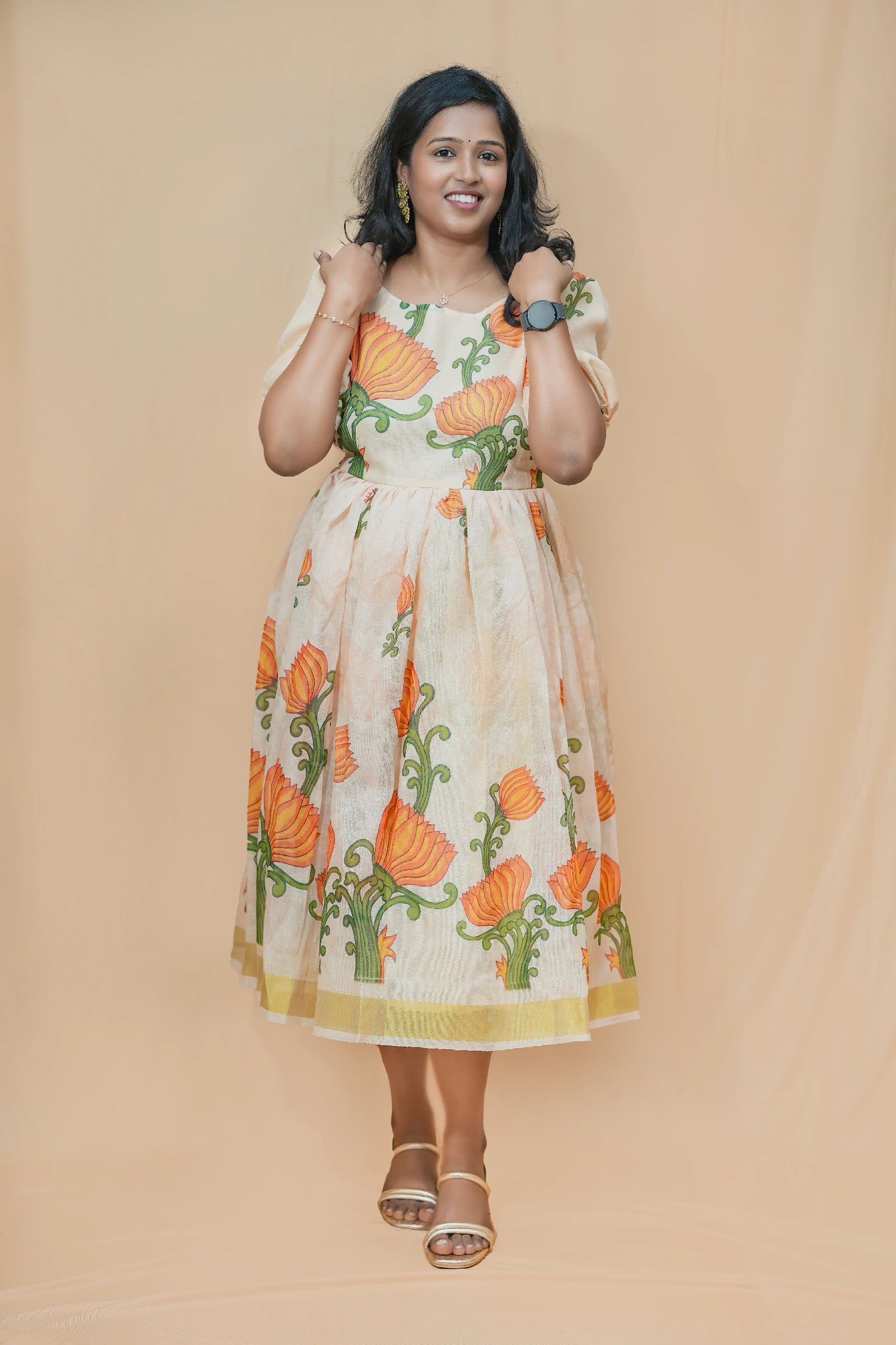 Harvest Bloom Linen Maxi Dress