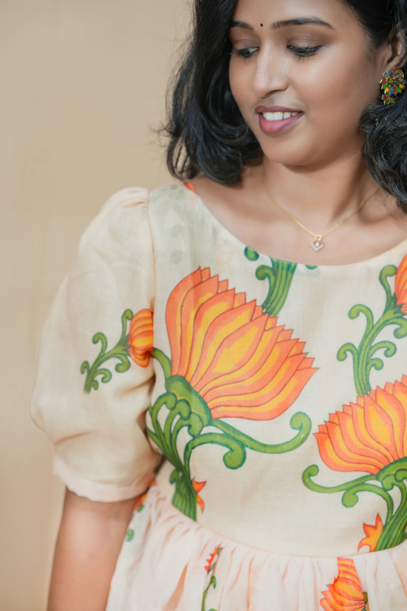 Harvest Bloom Linen Maxi Dress