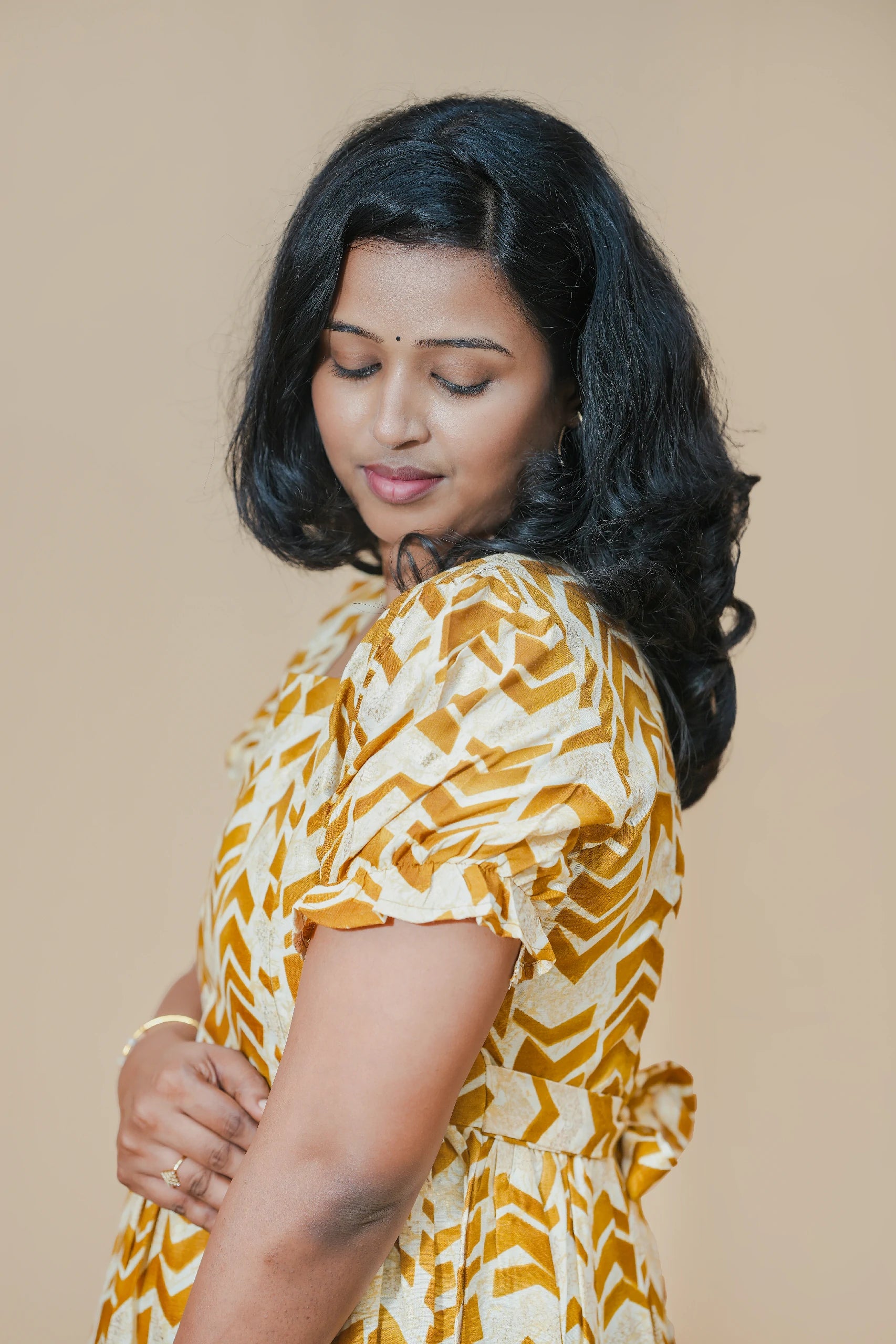 Earth Tone Rayon Square Neck Maternity Maxi Dress