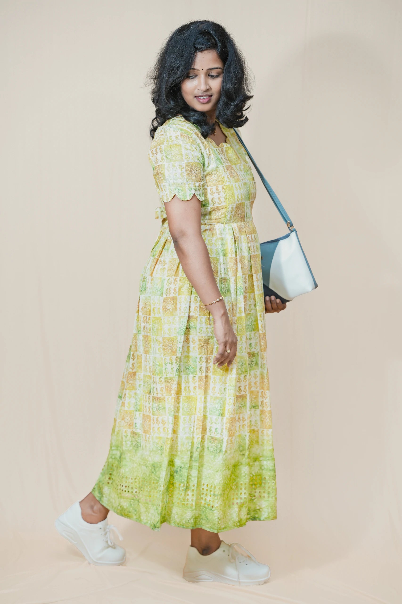 Meadow Green Hakuba Square Neck Maternity Maxi Dress