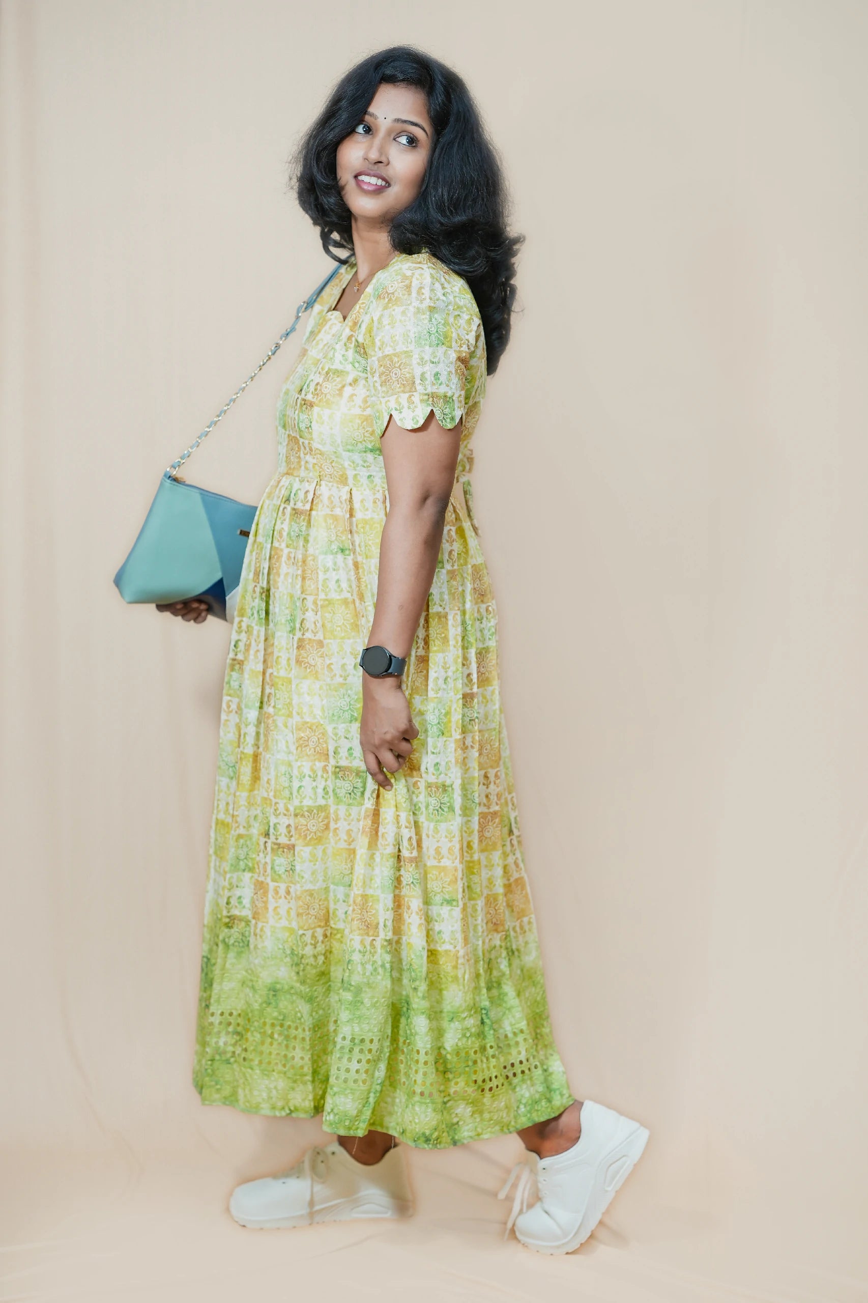 Meadow Green Hakuba Square Neck Maternity Maxi Dress