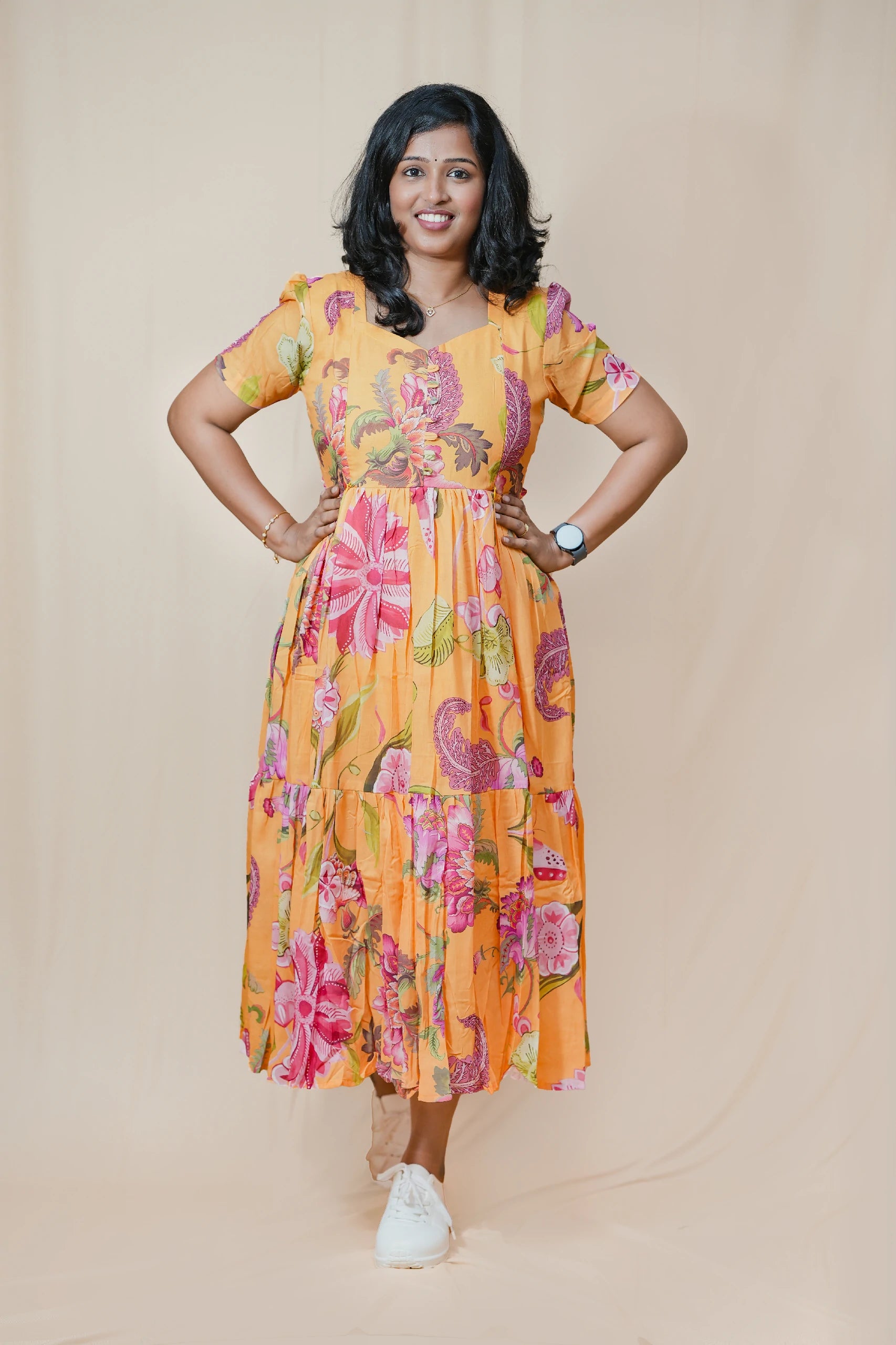 Golden Meadow Cotton Maternity Maxi Dress