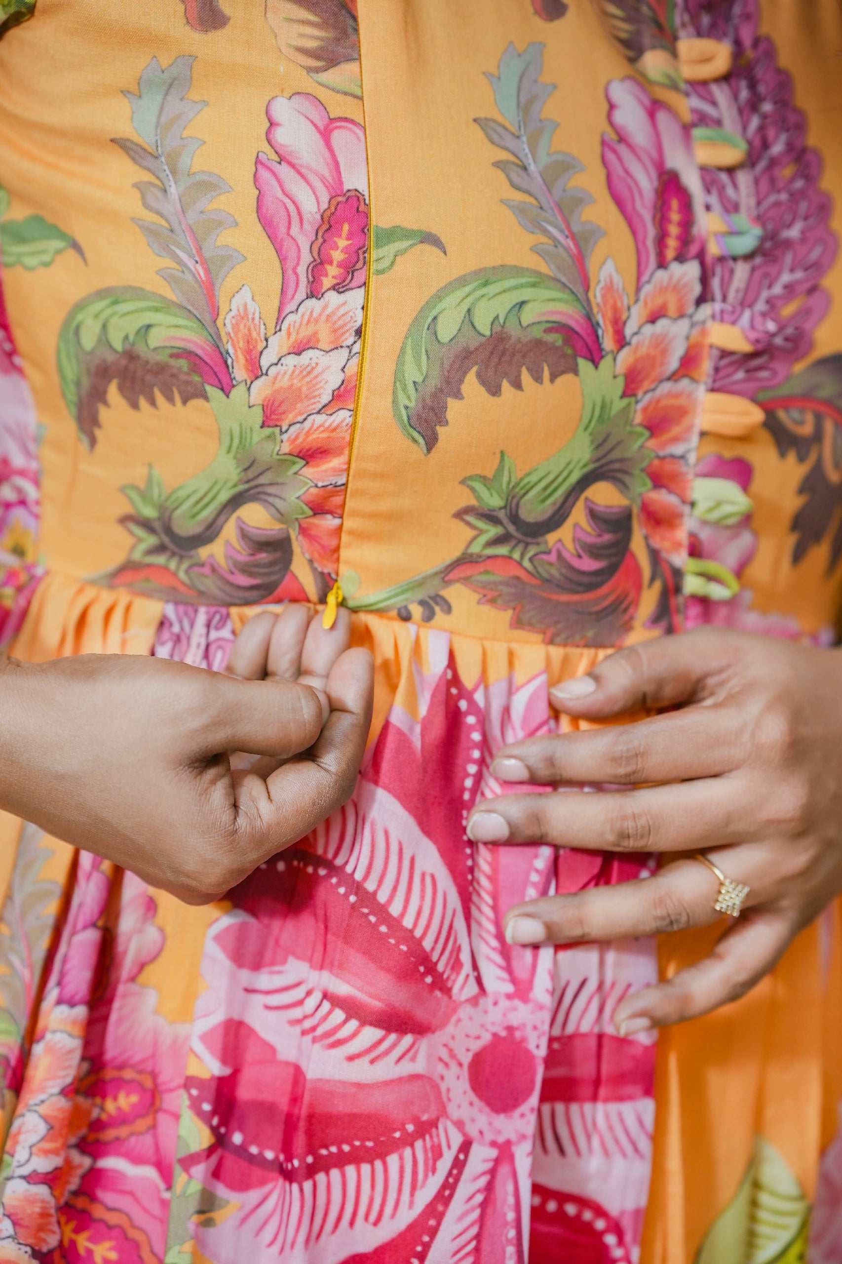 Golden Meadow Cotton Maternity Maxi Dress