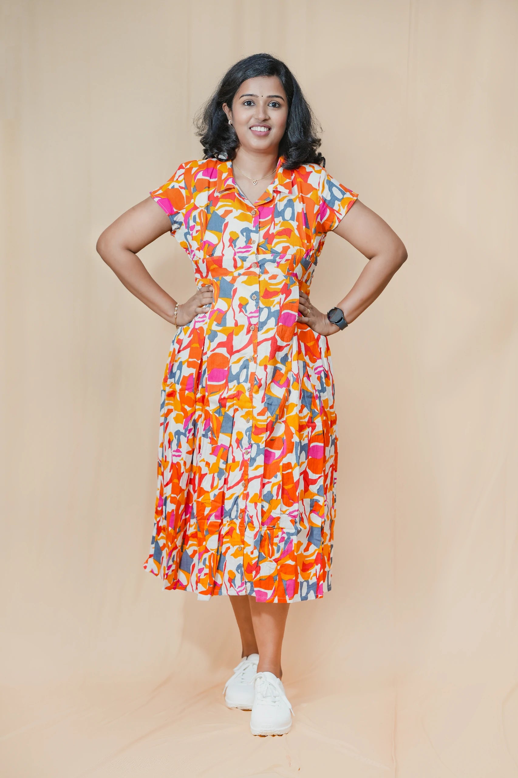 Sunshine Linen Funky Floral Maxi Dress