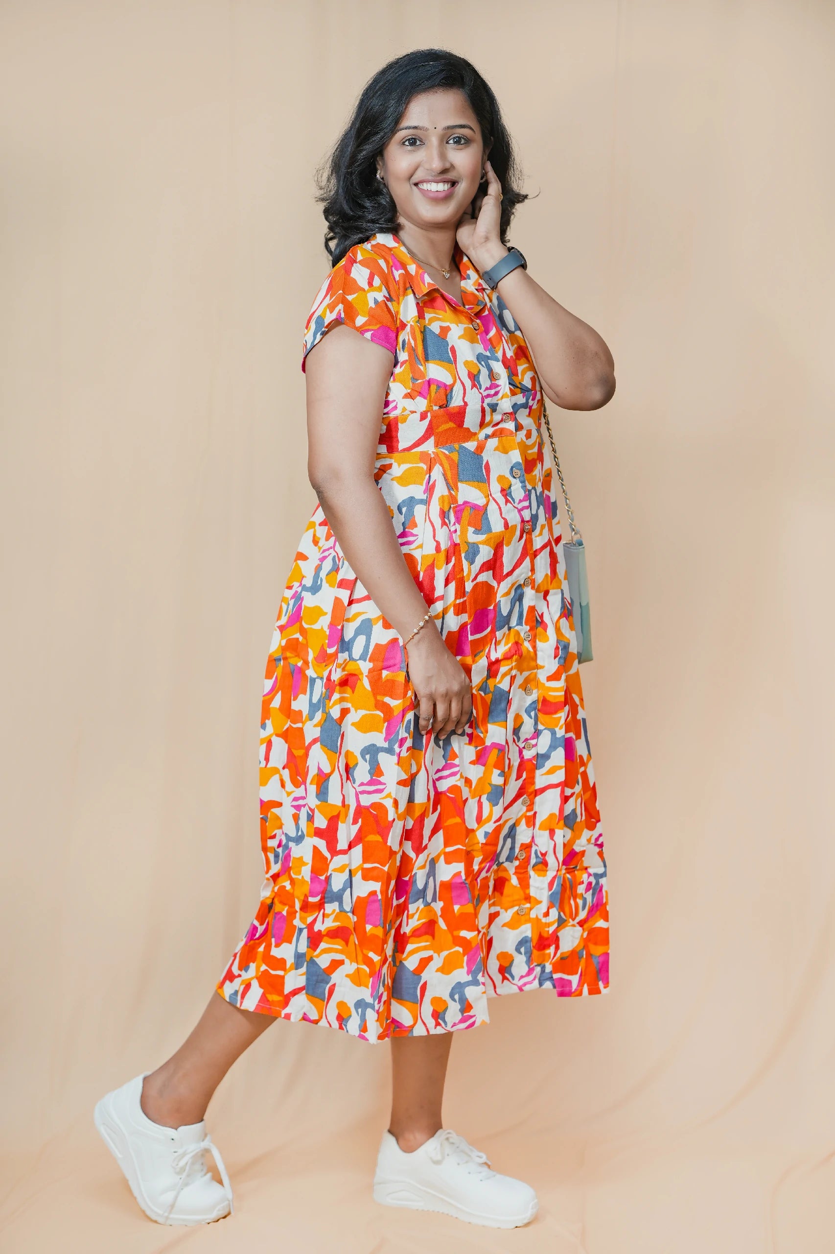 Sunshine Linen Funky Floral Maxi Dress
