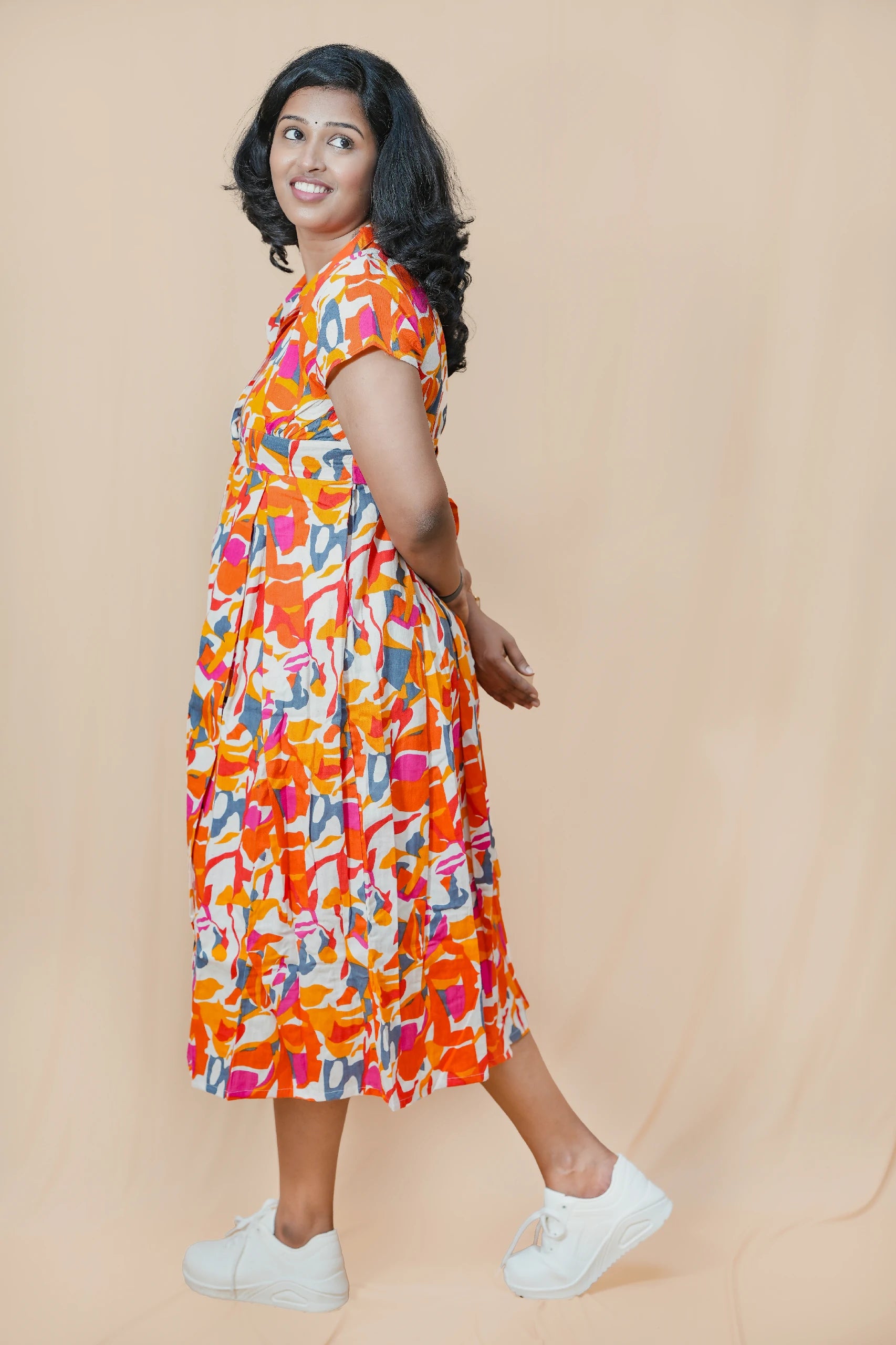 Sunshine Linen Funky Floral Maxi Dress