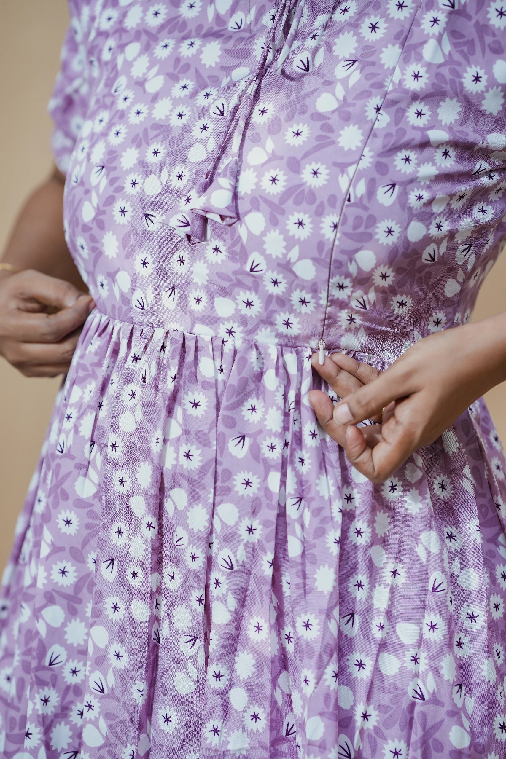 Lavender Dream Crepe Maternity Maxi Dress