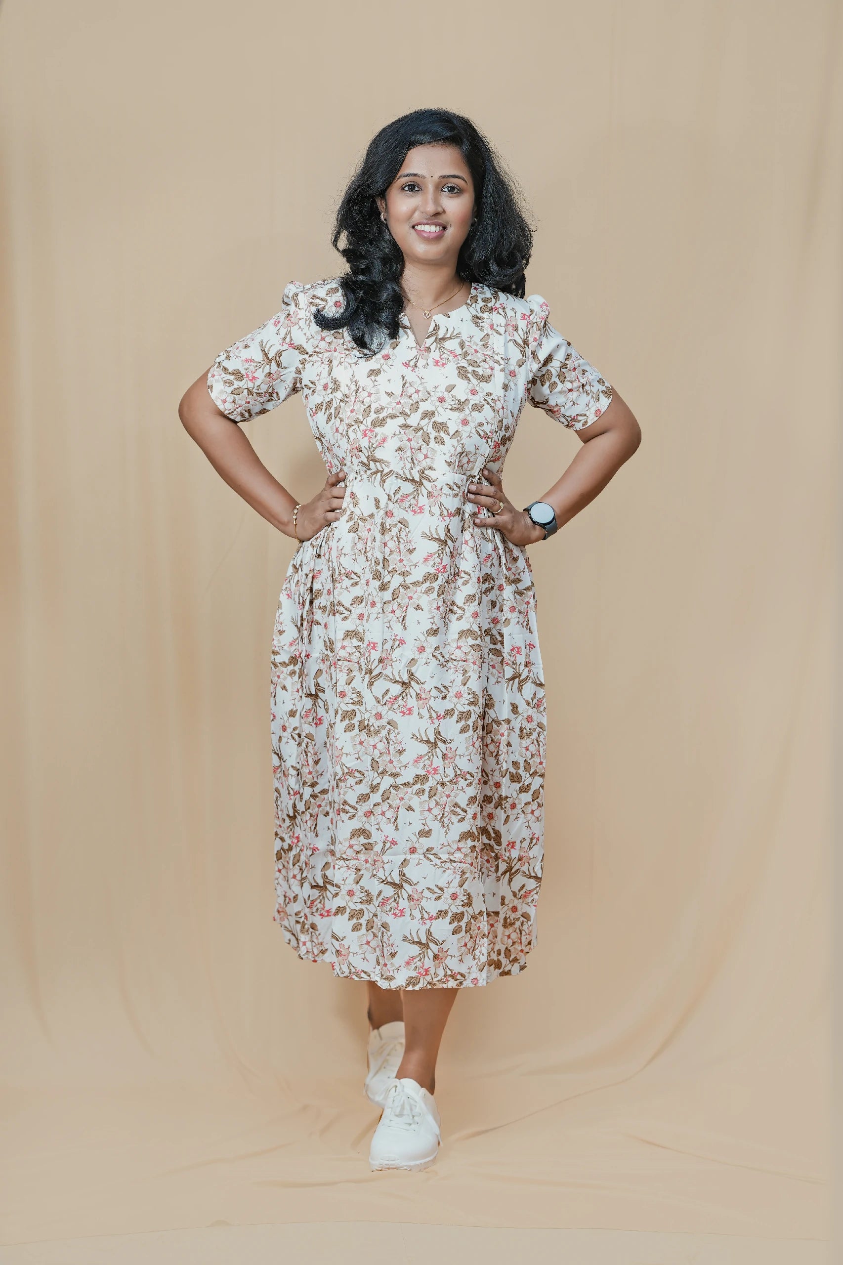 Ivory Bloom Crepe Maternity Maxi Dress