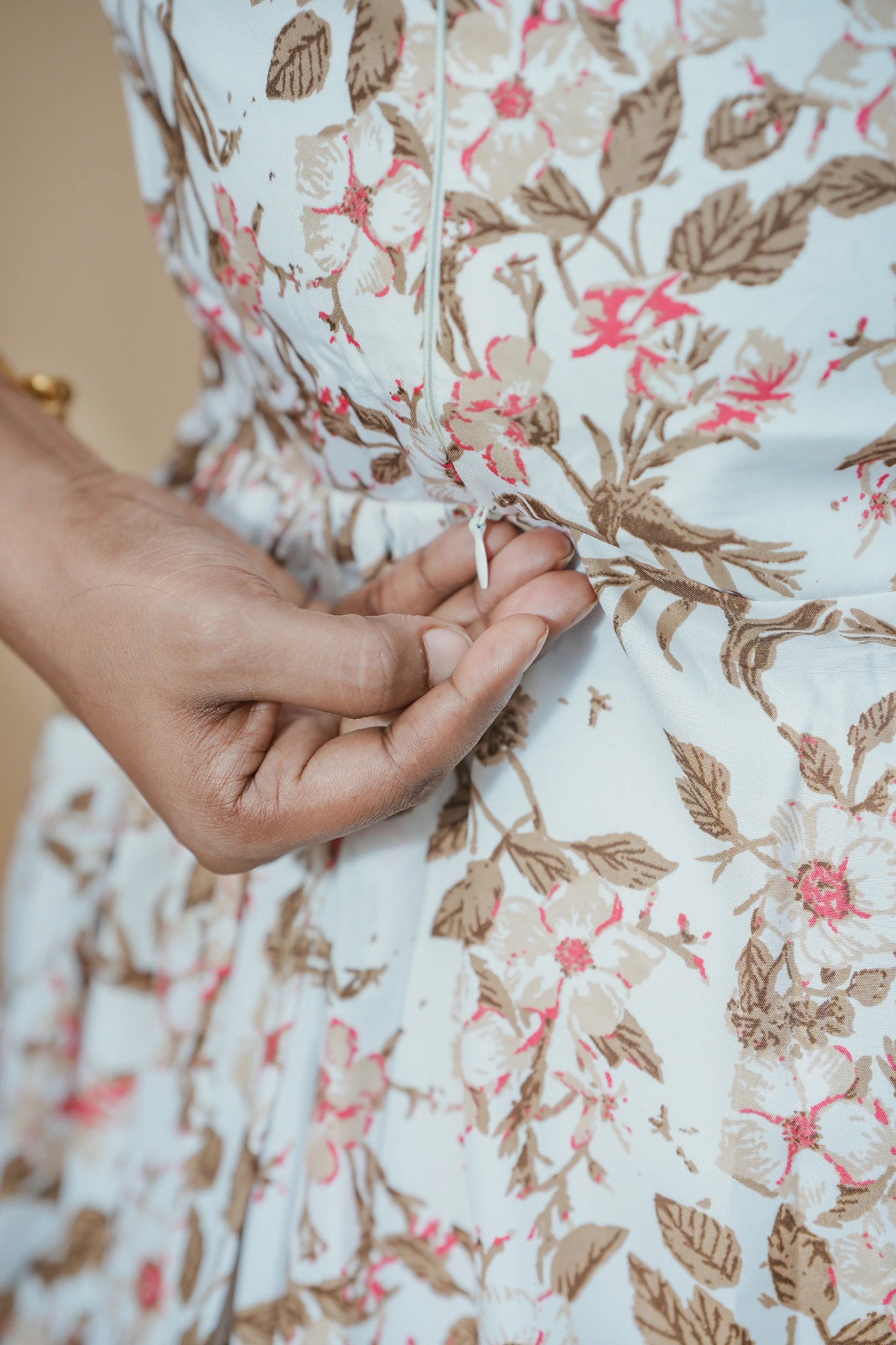 Ivory Bloom Crepe Maternity Maxi Dress