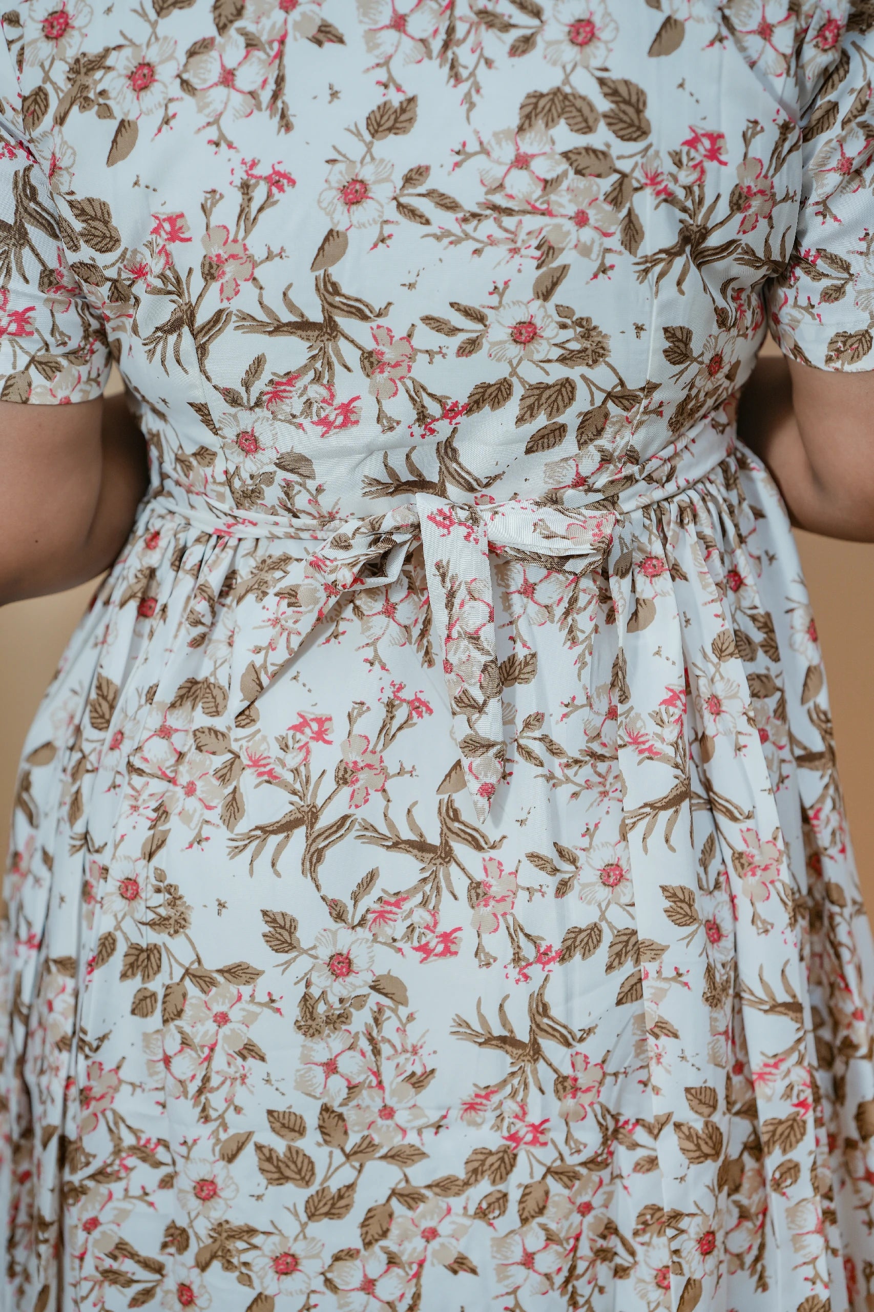 Ivory Bloom Crepe Maternity Maxi Dress