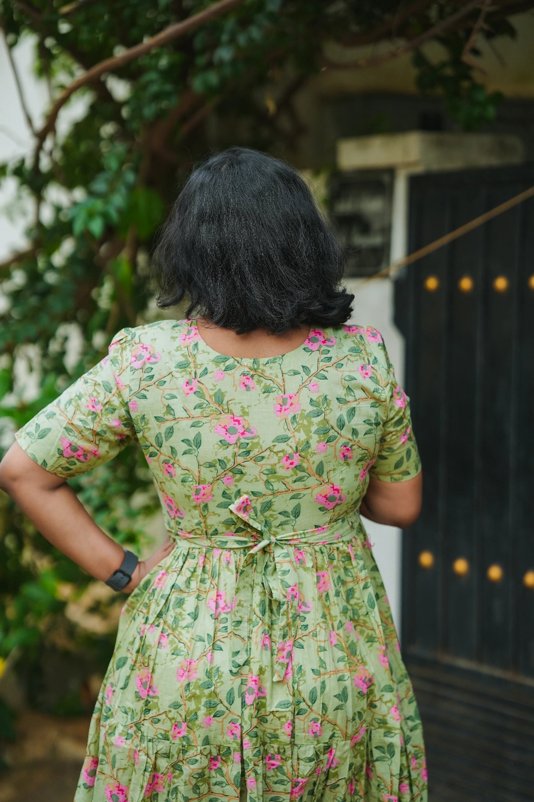 Emerald Garden Cotton Maternity Maxi Dress