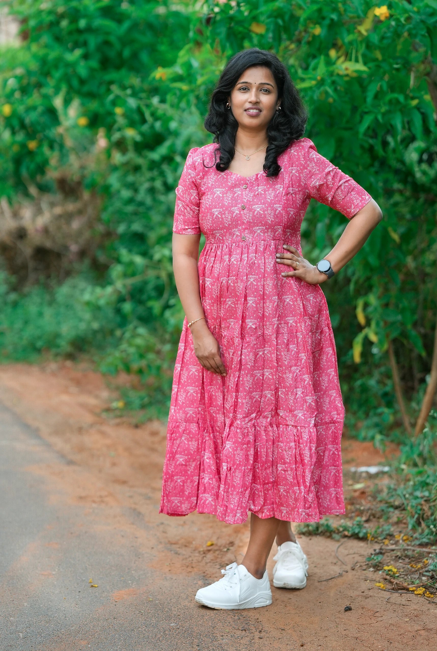 Scarlet Petal Linen Maternity Maxi Dress