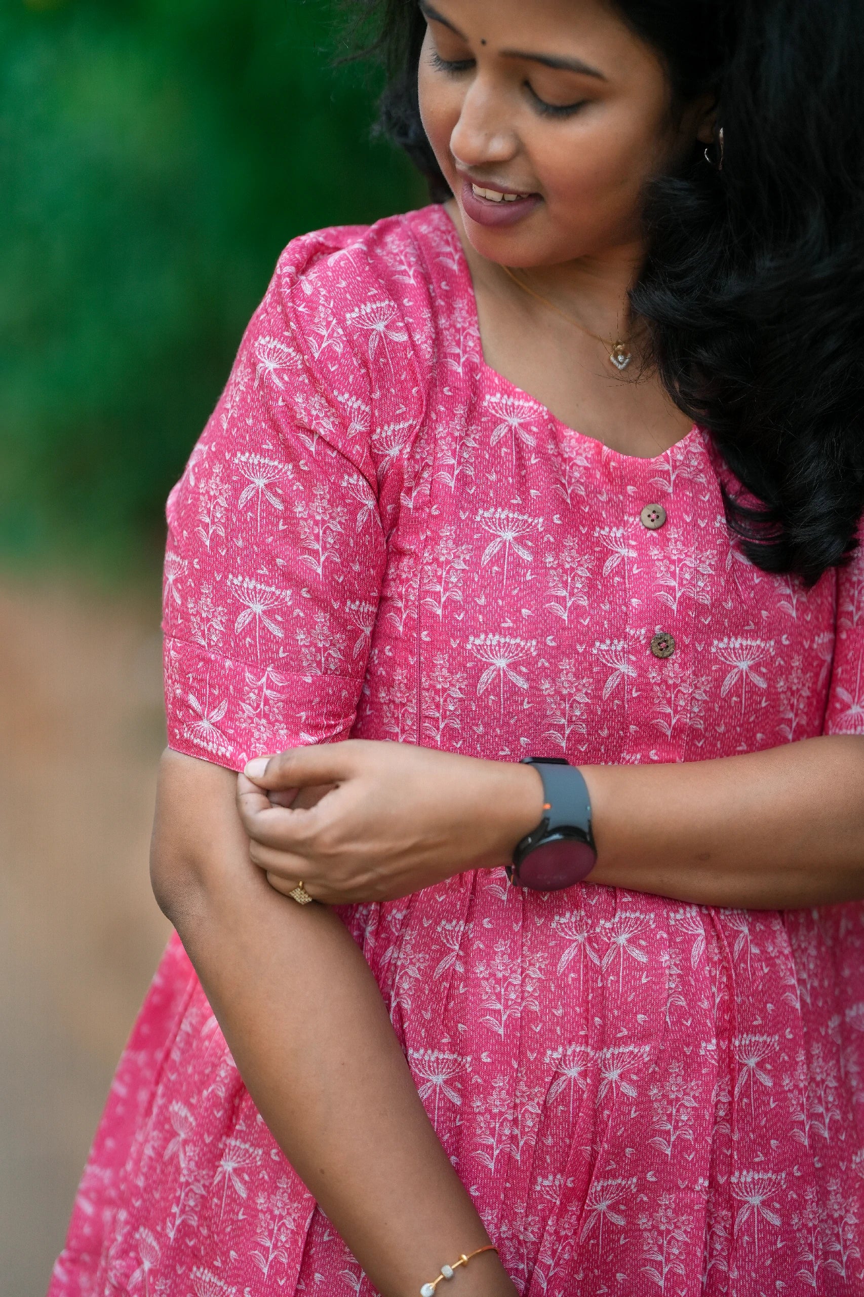 Scarlet Petal Linen Maternity Maxi Dress