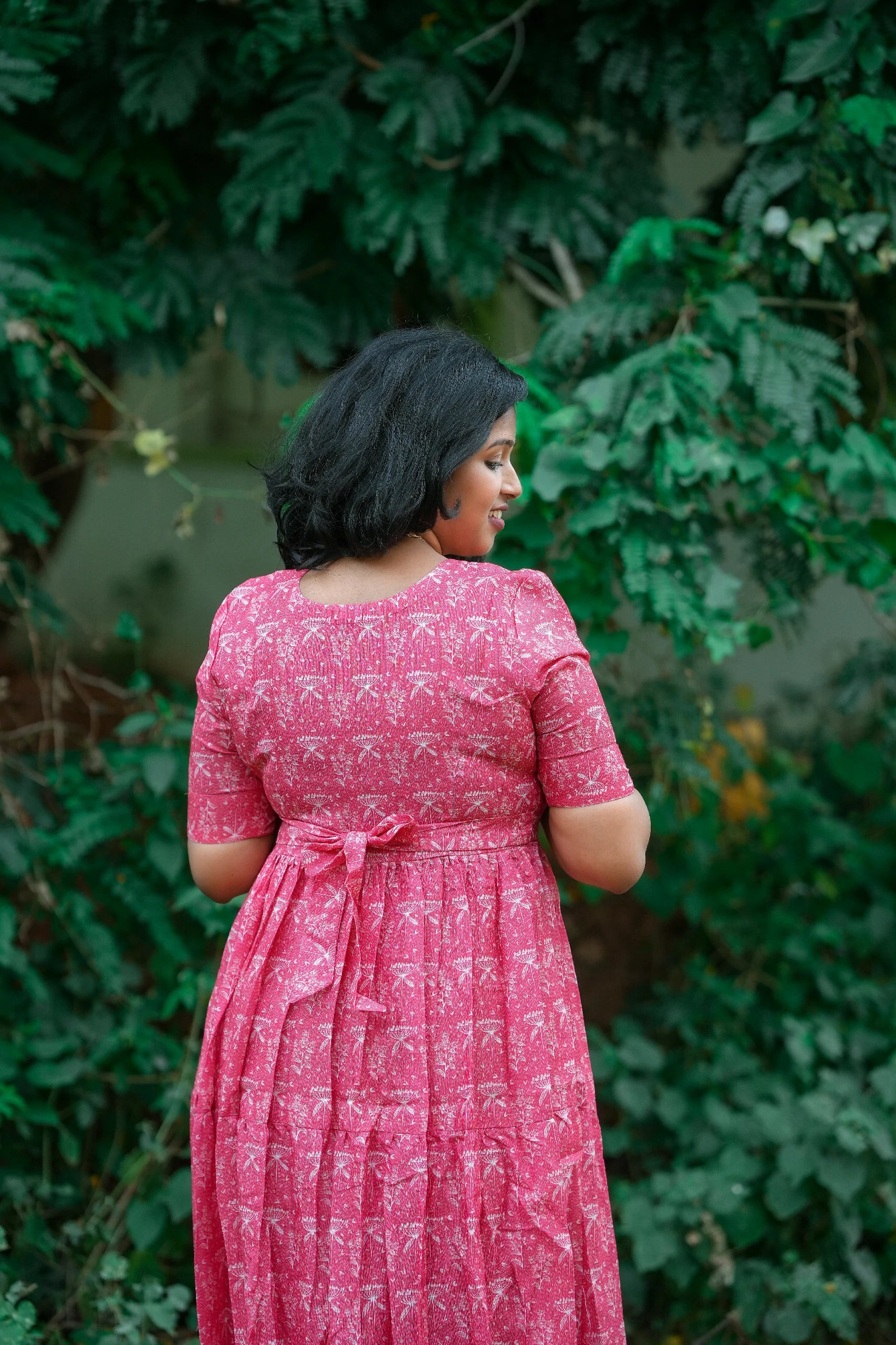 Scarlet Petal Linen Maternity Maxi Dress