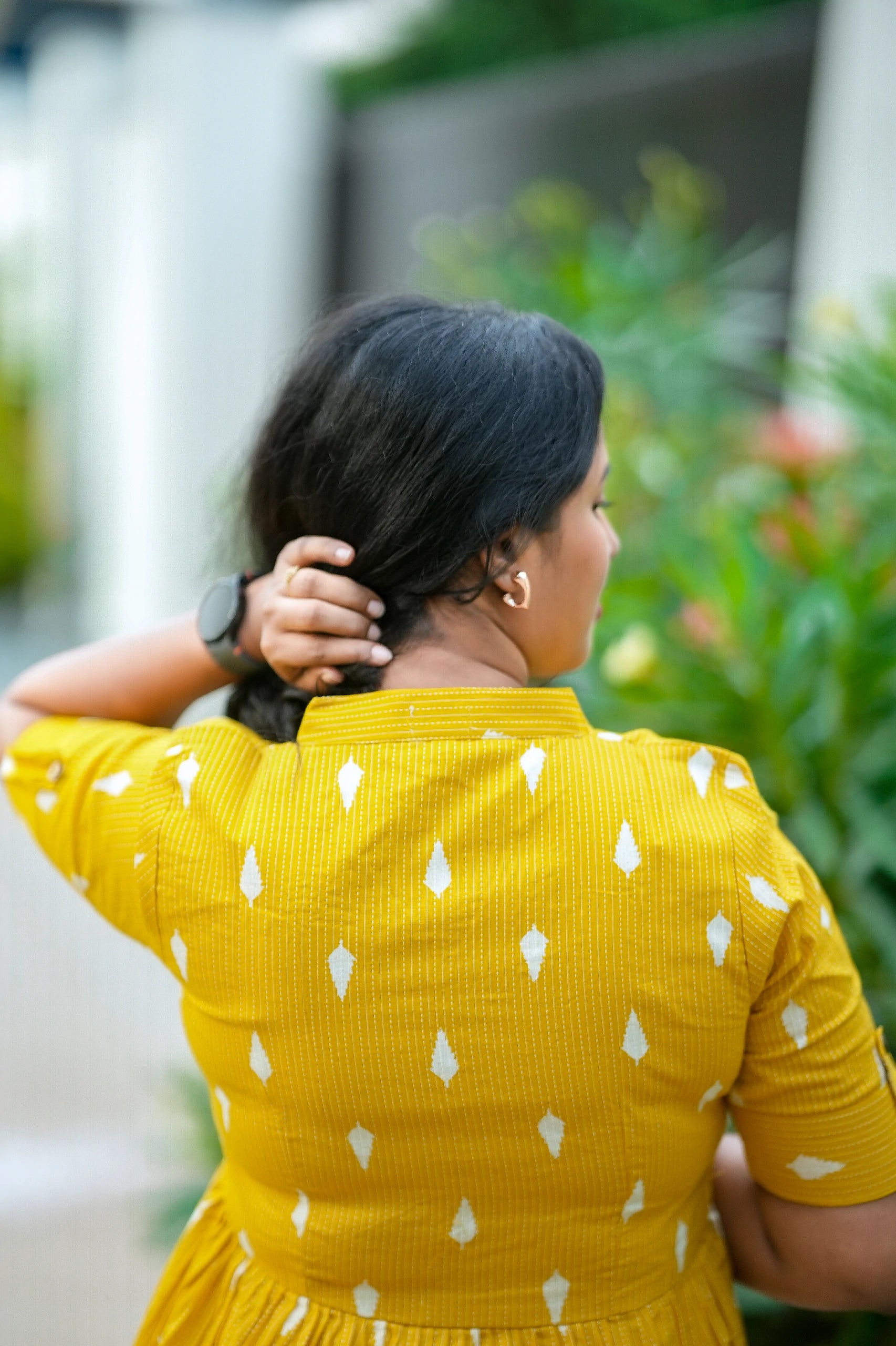 Golden Sunset Kantha Cotton Maternity Maxi Dress