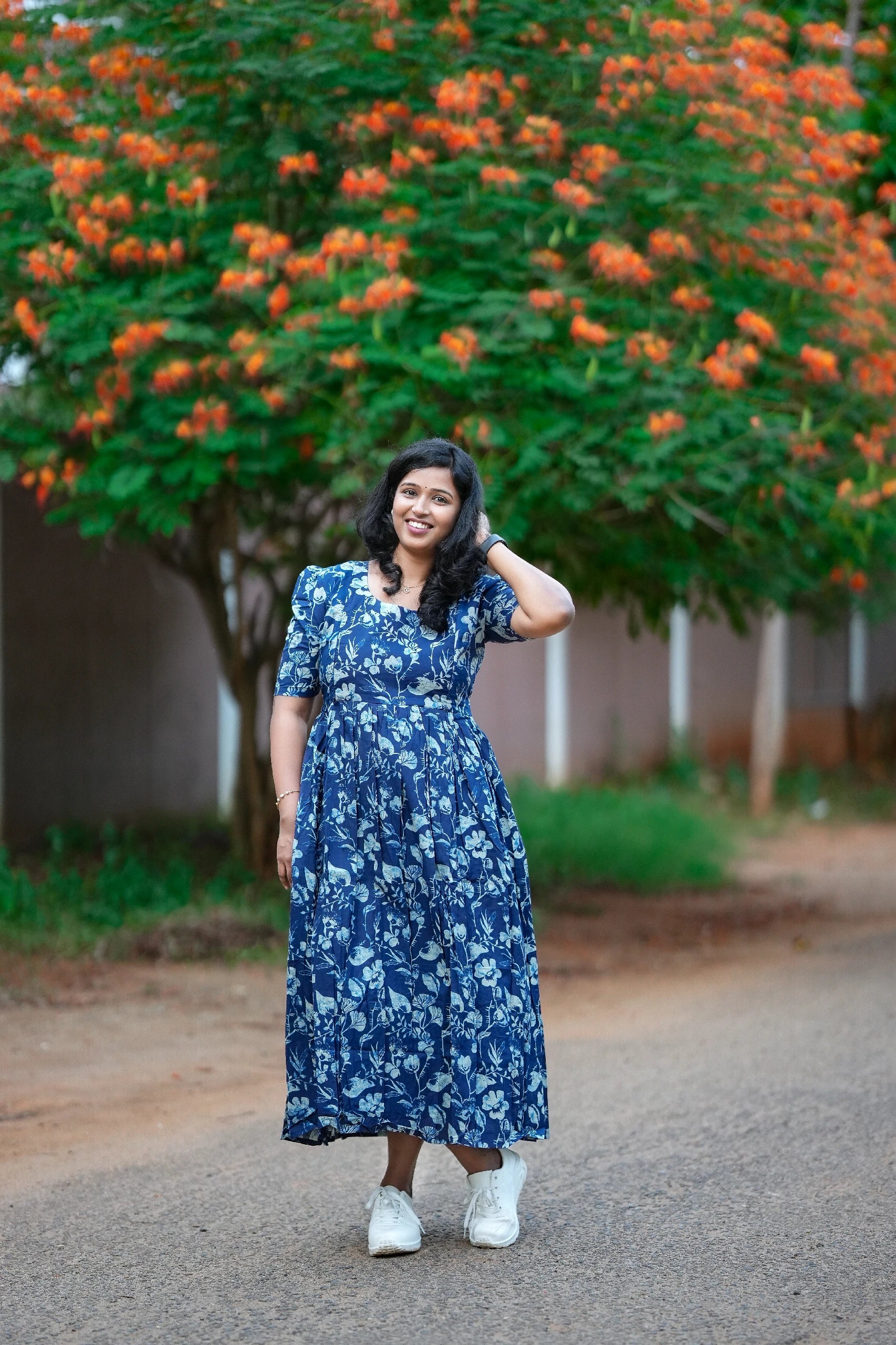 Sapphire Floral Cotton Maternity Maxi Dress