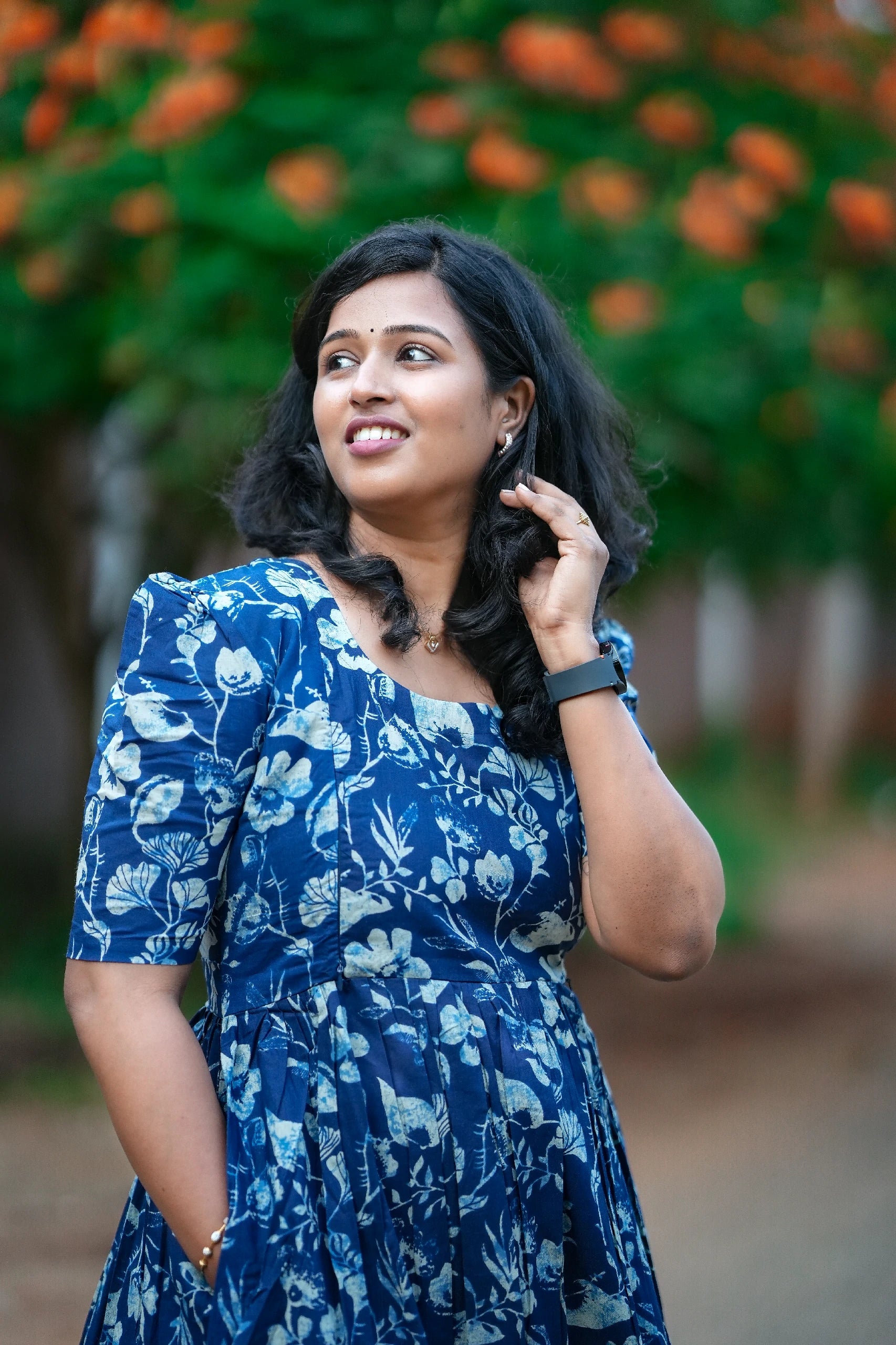 Sapphire Floral Cotton Maternity Maxi Dress