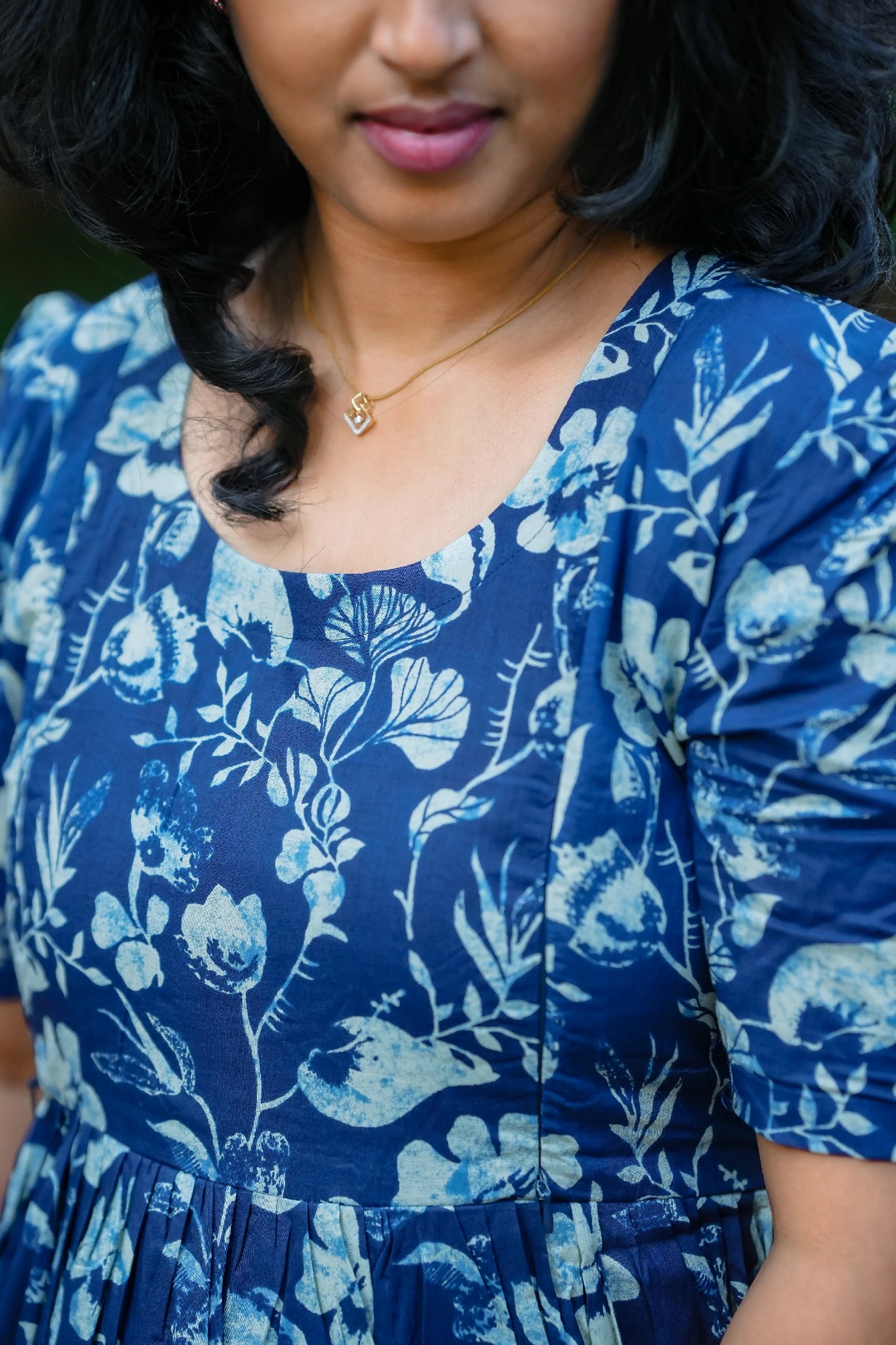 Sapphire Floral Cotton Maternity Maxi Dress