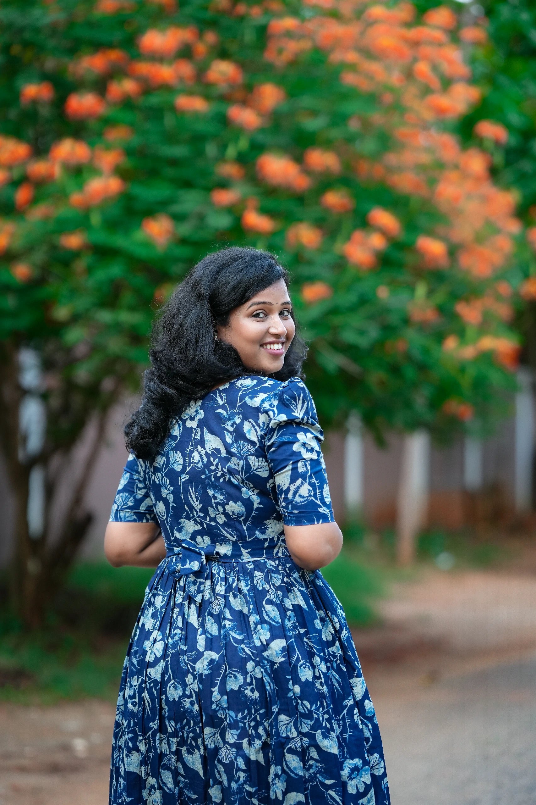 Sapphire Floral Cotton Maternity Maxi Dress