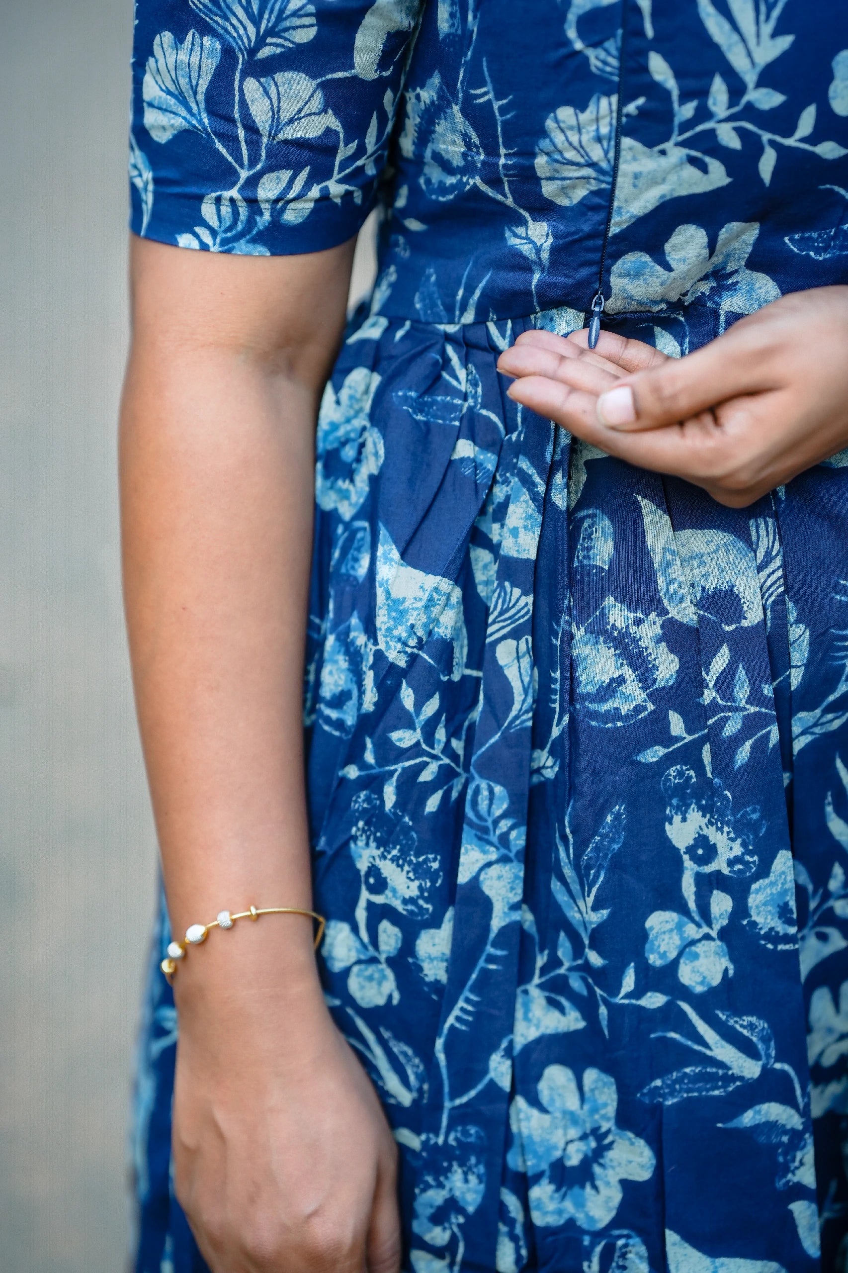 Sapphire Floral Cotton Maternity Maxi Dress