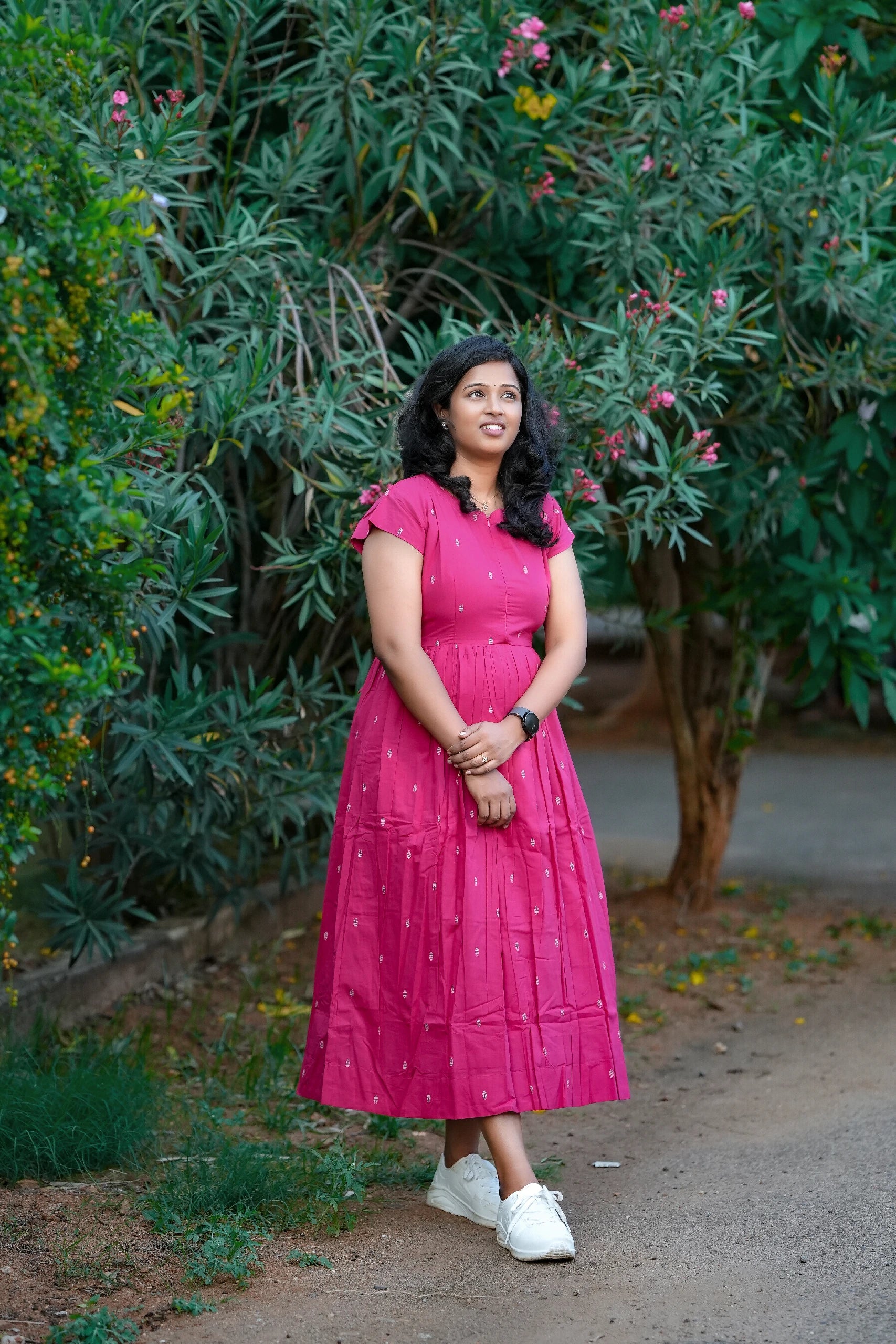 Blush Rose Cotton Maternity Maxi Dress