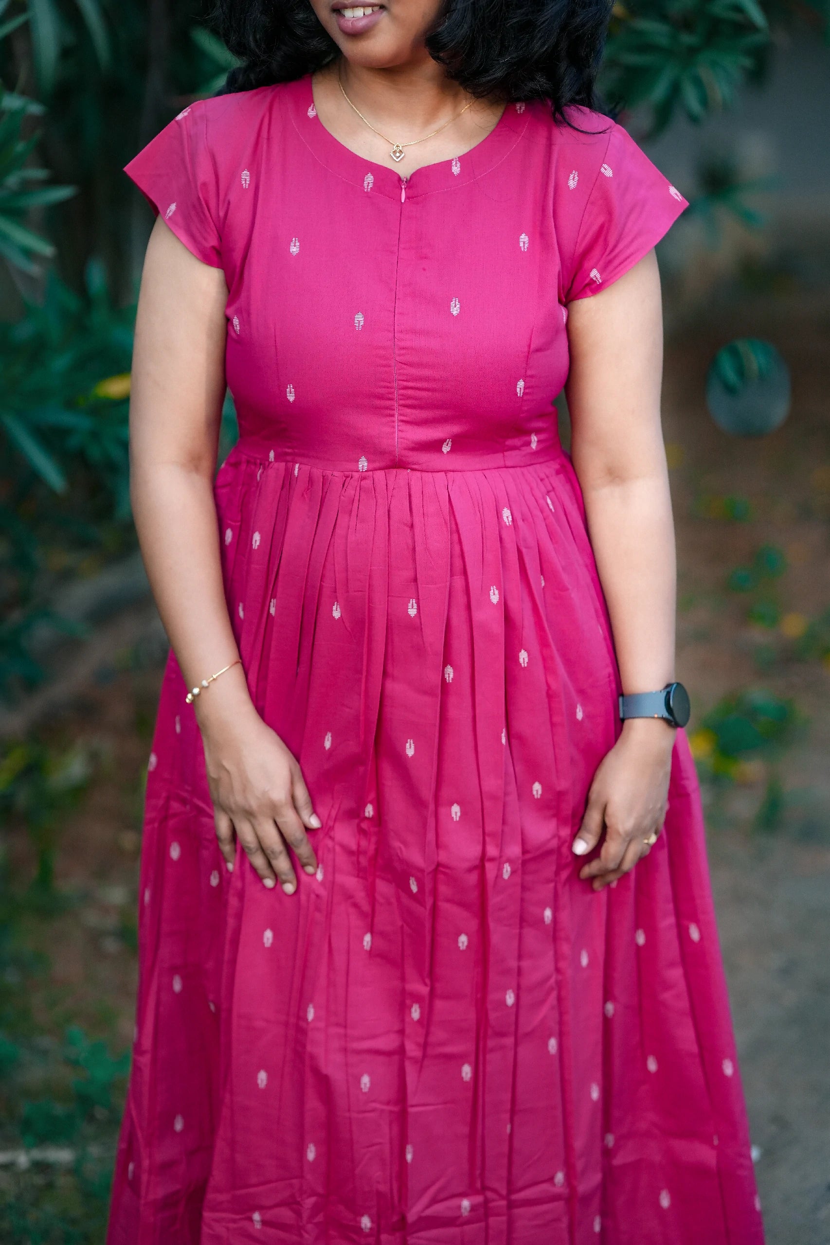 Blush Rose Cotton Maternity Maxi Dress