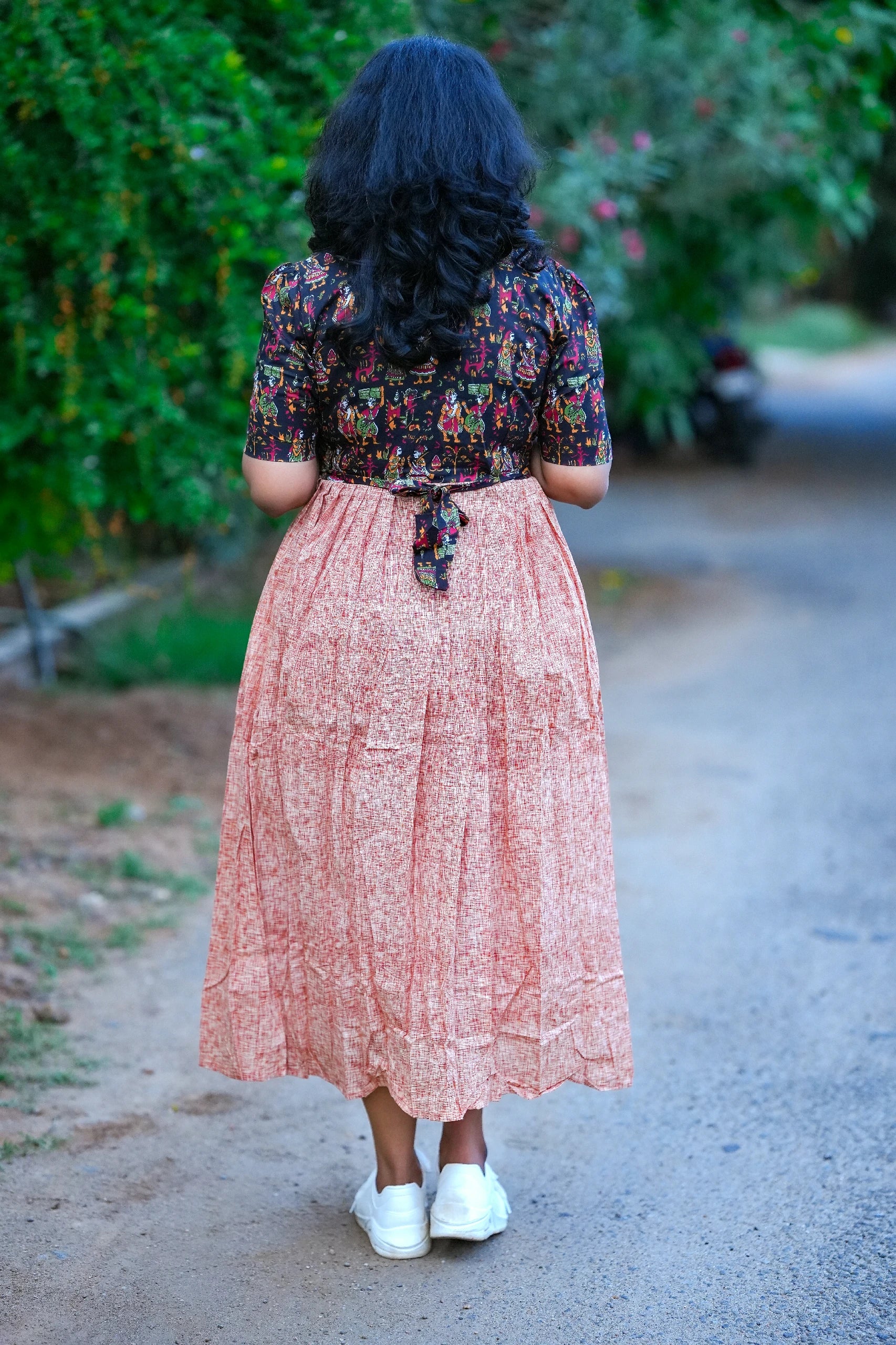 Ebony Earth Kalamkari Double Layer Maternity Maxi Dress