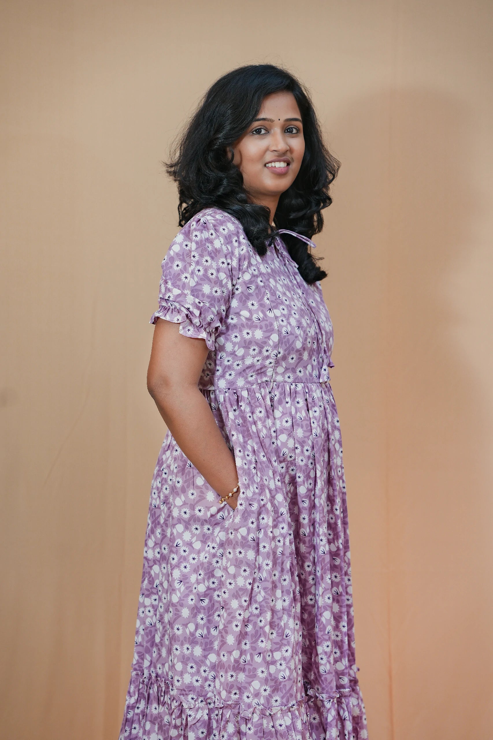 Lavender Dream Crepe Maternity Maxi Dress