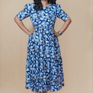 Azure Floral Crepe Maxi Dress