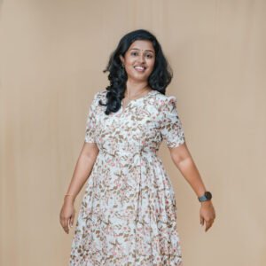Ivory Bloom Crepe Maxi Dress