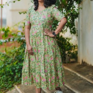 Emerald Garden Cotton Maxi Dress