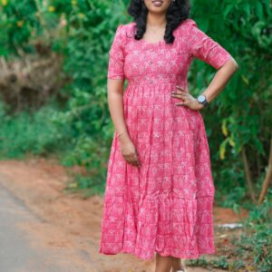 Scarlet Petal Linen Maxi Dress