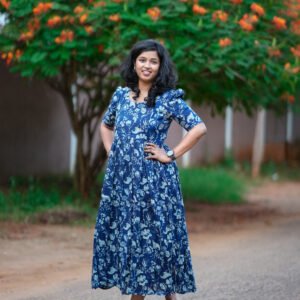 Sapphire Floral Cotton Maxi Dress